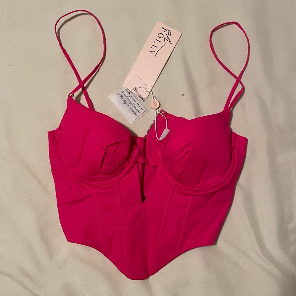 Hot pink corset crop top